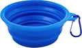 Large Collapsible Dog Bowls (34oz), 1 Pack Pet Travel Foldable Bowl with Carabiners, Healthy, Soft Silicone, Portable Essential Set for Walking, Travel, and Hiking (Blue)