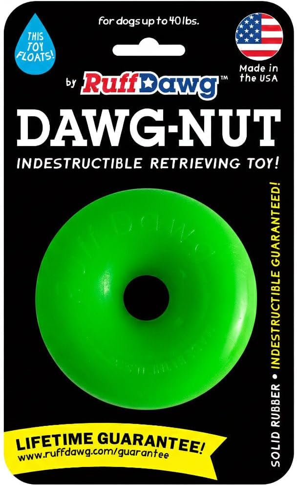 Ruff Dawg Dawg-Nut – Donut-Shaped Dog Toy – Bouncy, Floating Fetch Toy for Aggressive Chewers – Ideal for Teething Puppies & Outdoor Play – Weatherproof & Washable