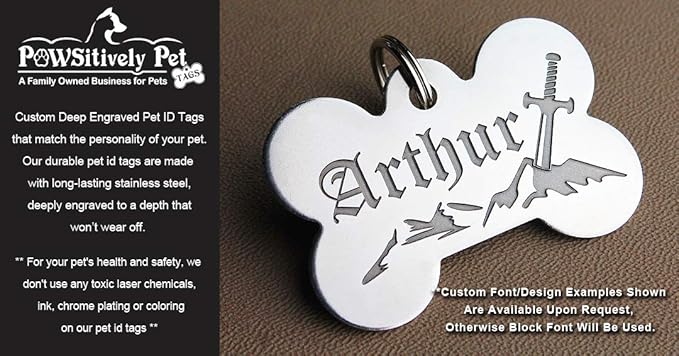 Stainless Steel Custom DEEP Engraved Pet ID Tags Personalized Front/Back Dog Tags for Dogs and Cats - Rectangle 7/8" x1-1/4 (2-Side Engraving)