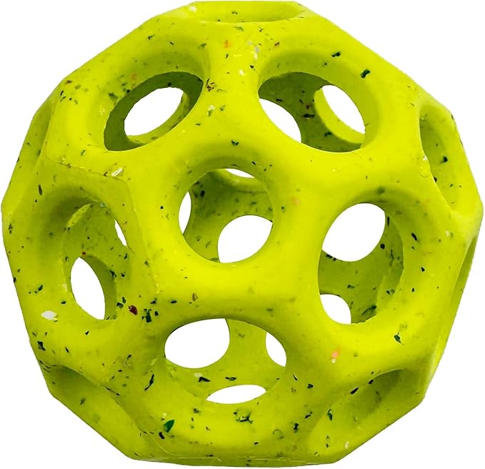 Max Fusion Made with Nike Grind, Arlee Helix Dog Toy, Ball Toys for for Small Dogs, Durable & Natural Rubber Chew Toy for Play, Fetch & Chewing, Yellow, Small, 1 Count