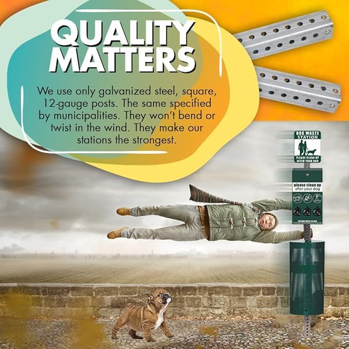 DISPENSE-ART™ collection "Countryside" - Custom UV printed design on rust-proof aluminum 7' dog waste station with 400 dog waste roll bags