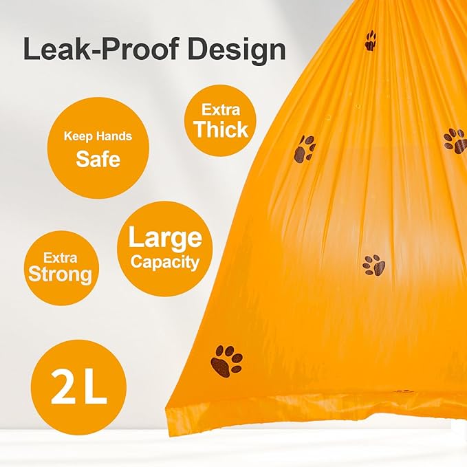 Dog Poop Bags With Dispenser, Strong and Leak-proof Waste Bags for Pets, Floral Scented, 270 Count (18 Packs of 15), 13 Inch x 9 Inch (Orange)