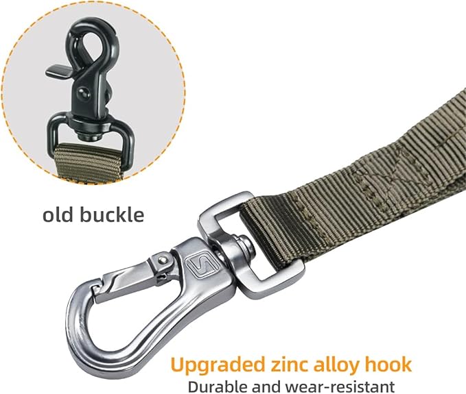 EXCELLENT ELITE SPANKER Tactical Dog Leash Heavy Duty 5-6FT Adjustable No Pull Military Bungee Dog Leash Elastic Leads Rope with 2 Padded Control Handle for Medium Large X-Large Dogs(Ranger Green)