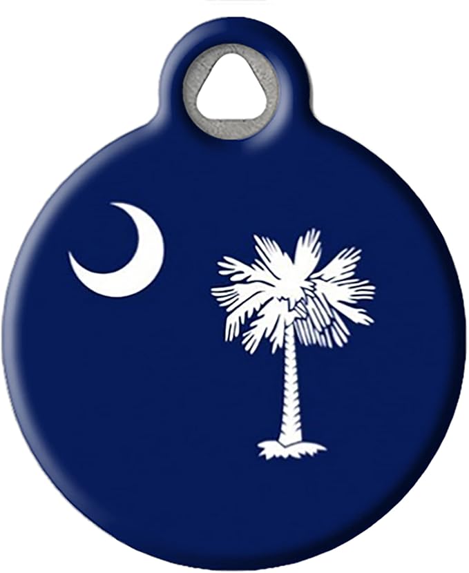 Dog Tag Art South Carolina Flag Personalized United States State Flag Pet ID Tag for Dogs and Cats, Silent Dog Tag with Customized Identification Information - Small .875" Diameter