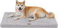 Dog Beds Crate Pad for Large Dogs, Reversible & Washable Non-Slip Kennel Pet Mat, Soft Plush and High Density Foam Cat Bed for Indoor & Outdoor Use, 35" x 23", Gray