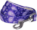 Blueberry Pet 5 Colors Paisley Flower Print Dog Leash with Soft & Comfortable Handle, 4 ft x 1", Violet, Large, Leashes for Dogs