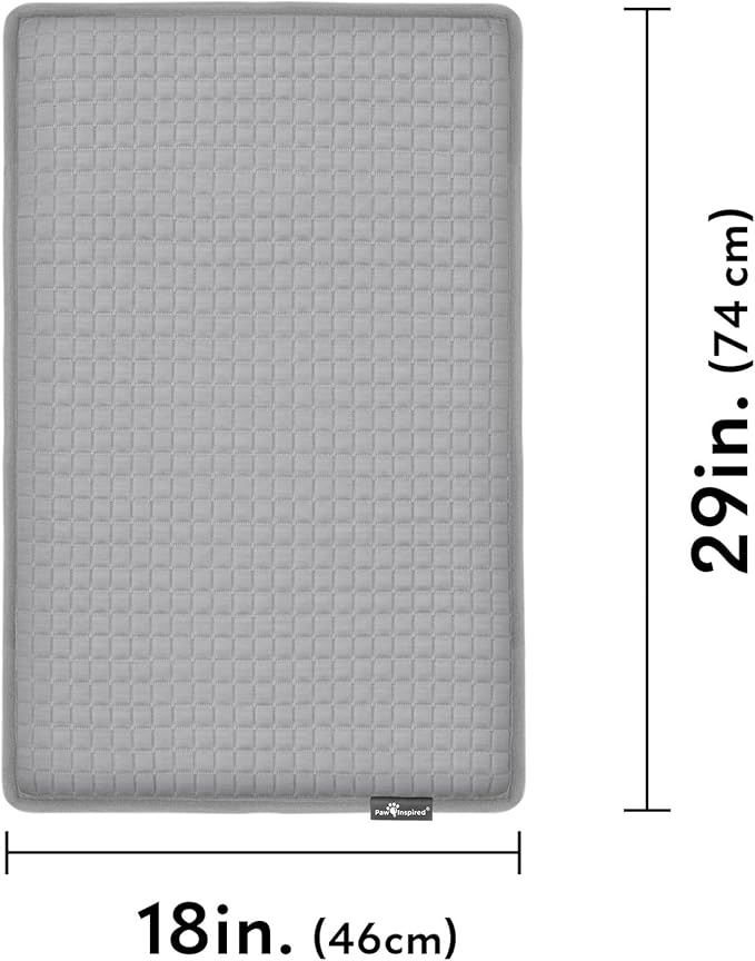 Paw Inspired Cooling Orthopedic Crate Pad for Dogs and Cats, Washable Memory Foam Dog Cooling Mat (29x18 Inch Small Size for 30 Inch Kennel, Gray)