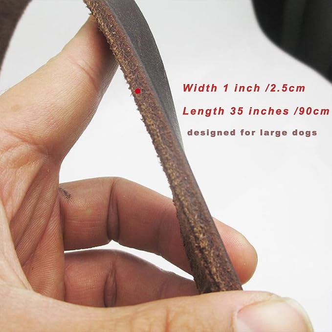 Leather Heavy Duty Dog Leash, 3ft Upgrade Widen Clip Braided Dog Leash Brown Long Waterproof Training Leather Dog Leashes Suitable for Small Medium and Large Dogs (Rope)