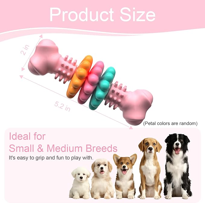 Puppy Chew Toys, Indestructible Dog Toys for Aggressive Chewers - Small & Medium Breed, Durable Rubber Chew Bone Toy for Small Dogs, Puppy Toys for Teething, Anxiety & to Keep Busy
