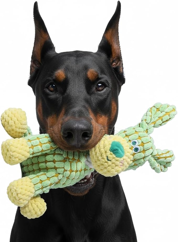 2026 New Interactive Dog Toy, Durable Dog Stuffed Toys for Aggressive Chewers, Interactive Squeaky Chew Teething Toys for Small Medium Large Dogs Puppy (Green)