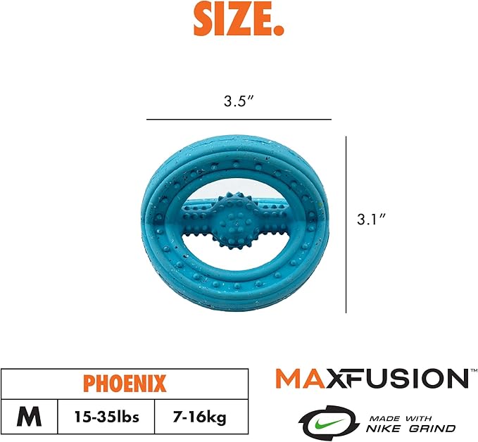 Max Fusion with Nike Grind, Arlee Phoneix Dog Toy, Chew Toy for Play, Fetch, Tug, M