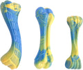 Consumable Corner - Dog Chew Toy - Bone-Shaped Toy - for Interactive Play, Teething & Training Durable Material - Safe for Large Dogs - Blue-Yellow Swirl - Large