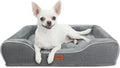 24 Inch Orthopedic Dog Couch Bed for Small Dogs/Cats,Cooling Gel Memory Foam + Egg Crate Foam,Waterproof Removable Washable Cover,4-Sided Bolster,Non-Slip Bottom,Dark Grey