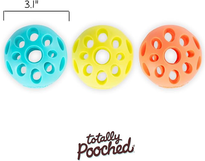 Messy Mutts Totally Pooched Huff'n Puff Ball | 3.1” TPR Puzzle Ball for Dogs | 2-in-1 Interactive Toy and Tooth Cleaner | Orange