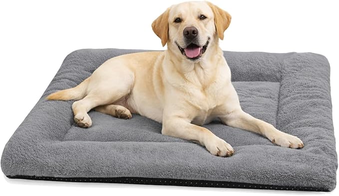Dog Crate Pad Washable, Plush 36 x 23 Inch Anti-Slip Kennel Mat for Medium to Large Dogs up to 70 lbs, Fits Wire or Metal Crates, Travel, Home, Training Use, Dark Grey