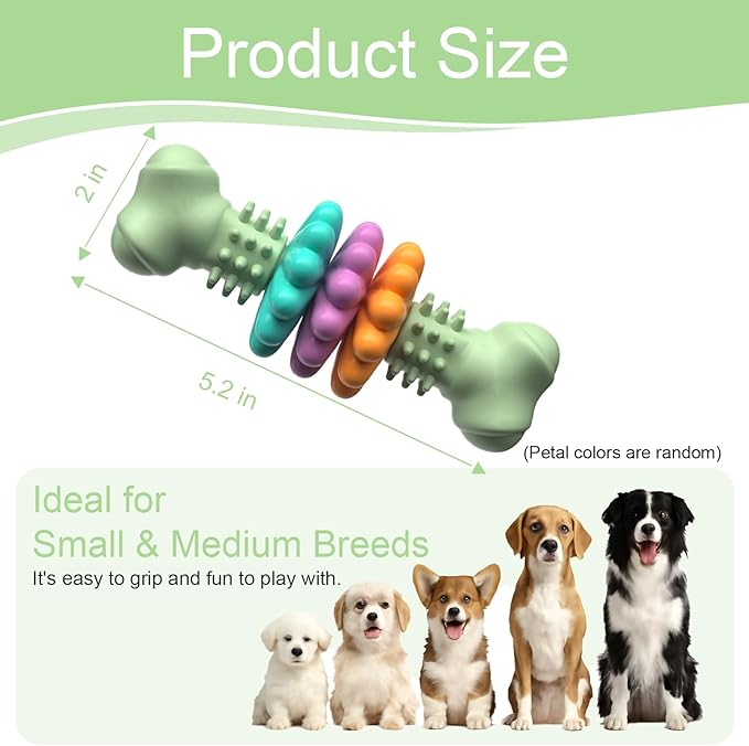 Puppy Chew Toys, Indestructible Dog Toys for Aggressive Chewers - Small & Medium Breed, Durable Rubber Chew Bone Toy for Small Dogs, Puppy Toys for Teething, Anxiety & to Keep Busy