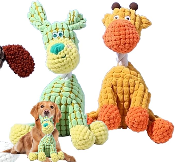 2026 Upgraded Indestructible Dog Toys for Aggressive Chewers Small Medium Large Breed, Crinkle Squeaky Plush Dog Puppy Chew Toys for Teething (Green+Yellow)