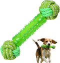 Dog Bone Chew Toy with Rope Ball - Tough Dog Toys with Textured Body for Teeth Cleaning, Dental Chew Toy for Small, Medium and Large Dogs, Green