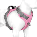 PHOEPET No Pull Dog Harness, Unique Colors Reflective Adjustable Dog Vest, with Soft Training Handle Metal Clips for Small Medium Large Dogs (Baby Pink Base & Grey Straps,L)