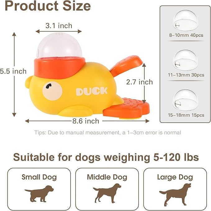 Duck Cat Treat Dispenser, Duck Dog Food Dispenser Toy, Interactive Duck-Shaped Puzzle Feeder for Dogs and Cats, Promotes IQ Training and Entertainment (Pink)
