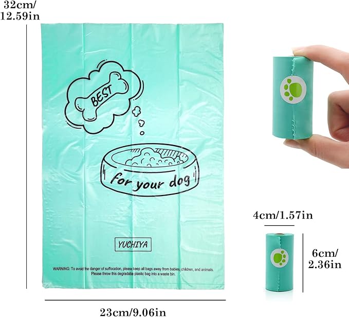 Dog Poop Bags Holder with LED Flashlight|Pet Waste Bags Dispenser for Leash|Doggie Potty Bags Container with Leak-proof Pet Trash Bags and Accessories (180 Bags, Crystal Blue)