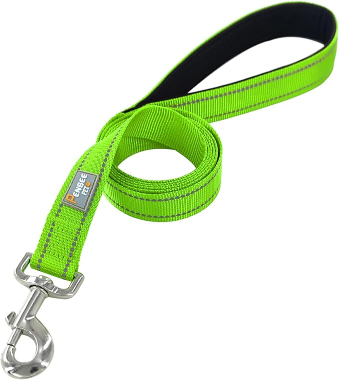 Dog Leash 6 FT Padded Handle Nylon Reflective Dogs Leashes for Large Dogs Green