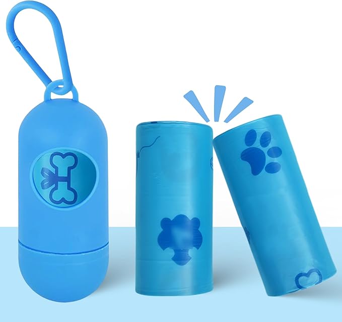Dog Poop Bags, Cute Blue Pet Poop Bags, 240 Counts 13.8” x 9.8” Dog Waste Bags Rolls with Holder, Leak-Proof Strong & Thick Trash Bags for Doggie Cat Pet