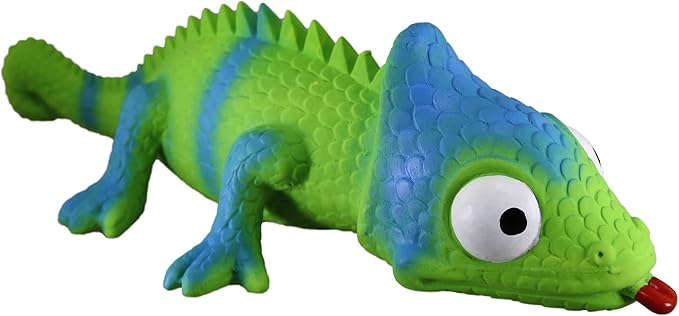 PetSport Naturflex Large Chameleon Latex Dog Chew Toy | All-Natural Soft, Squeaky, Non-Toxic Rubber Chew Toy | Safe for Indoor Play | 11"
