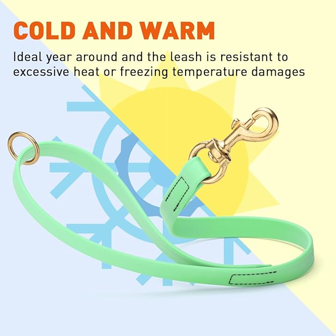 Viper Biothane K9 Working Dog Leash Waterproof Lead for Tracking Training Schutzhund Odor-Proof Long Line with Solid Brass Snap for Puppy Medium and Large Dogs 20in, Sea Foam Green
