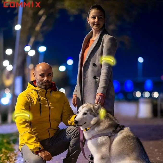 COMMIX CN,2-Pack Flash LED Pet Safety Collar Light Band - Yellow,Single Adjustable Light Up Collar for Dogs,Two Connectable for Large Pets,Easy Snap Buckle Design,SAVELIVESNOW