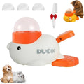 Dog Treat Dispenser Toy Interactive, Duck Cat Treat Dispenser, 2-in-1 Interactive Dogs Toys Food Puzzle Slow Feeder, Adjustable Slow Feeder for Dogs & Cats (White)