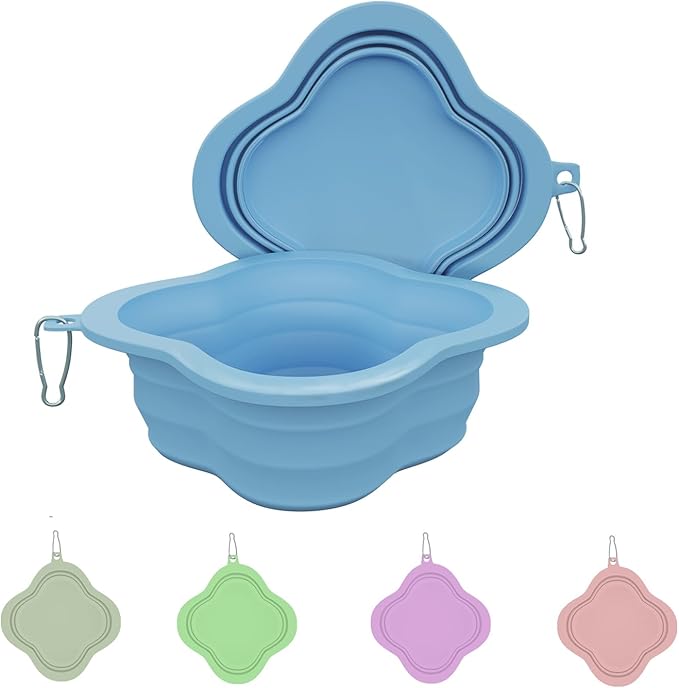 Dog Bowls Pet Collapsible Bowl Slow Feeder Outdoor, Dog Travel Bowls Portable Foldable Cat Water Dish Bowl for Pets Walking Parking Camping (Blue)