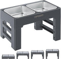 URPOWER Elevated Dog Bowls 4 Height Adjustable Raised Stand with 2 Large Stainless Steel Dog Food and Water Bowl for Small, Medium & Large Dogs