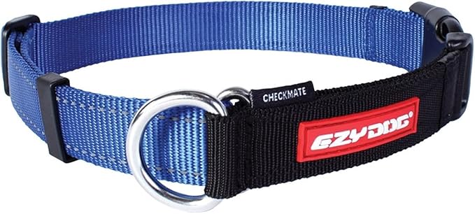 EzyDog Checkmate Martingale Collar for Dogs – Premium Nylon Training Dog Collar for Easy Control with no Choking (X-Large, Blue)