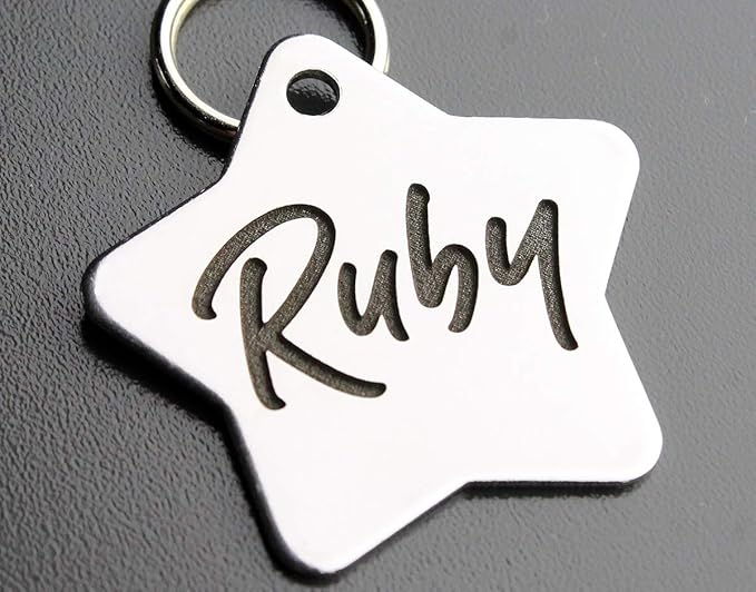 Stainless Steel Custom DEEP Engraved Pet ID Tags Personalized Front/Back Dog Tags for Dogs and Cats - Star 1-1/4"x1-1/4 (2-Side Engraving)