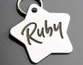 Stainless Steel Custom DEEP Engraved Pet ID Tags Personalized Front/Back Dog Tags for Dogs and Cats - Star 1-1/4"x1-1/4 (1-Side Engraving)