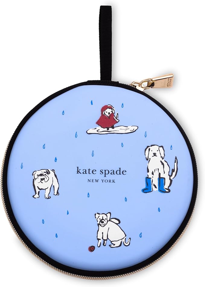Kate Spade New York Portable Dog Bowls, Two 16oz Collapsible Bowls with Case, Raining Cats and Dogs