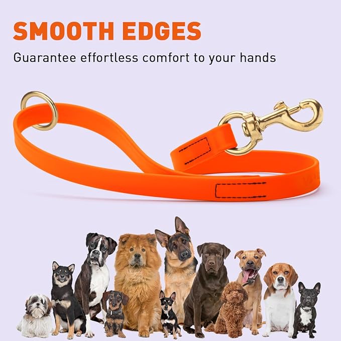 Viper Biothane K9 Working Dog Leash Waterproof Lead for Tracking Training Schutzhund Odor-Proof Long Line with Solid Brass Snap for Puppy Medium and Large Dogs 20in, Hunter Orange