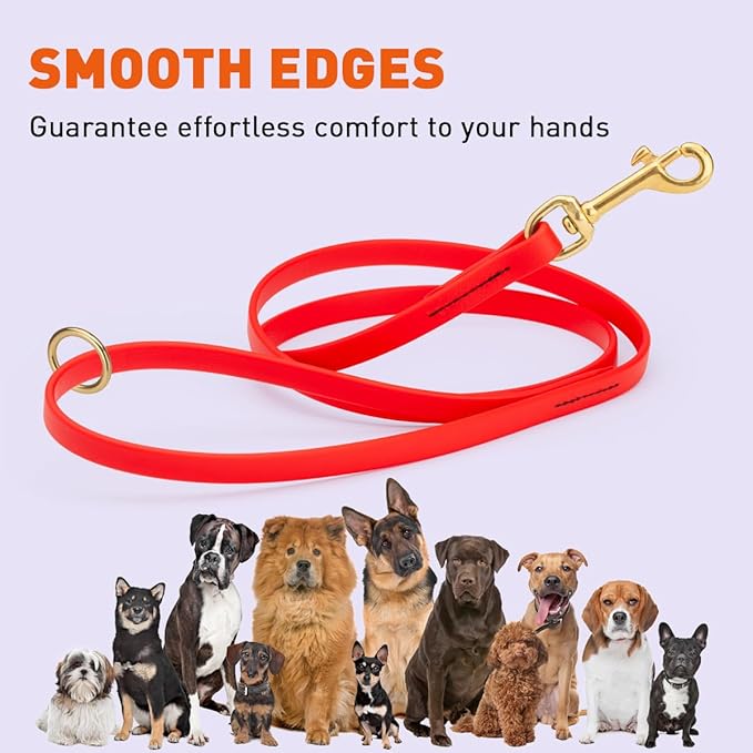 Viper Biothane K9 Working Dog Leash Waterproof Lead for Tracking Training Schutzhund Odor-Proof Long Line with Solid Brass Snap for Puppy Medium and Large Dogs 4ft, Cherry Red