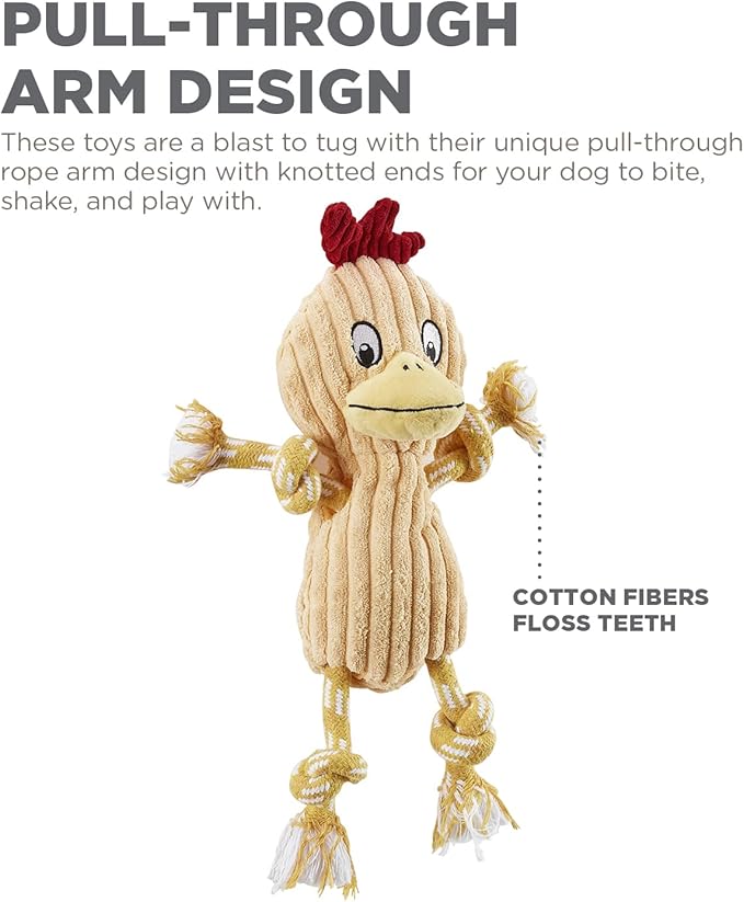 Outward Hound Ranch Roperz Chicken Plush Squeaky Dog Toy