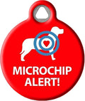 Dog Tag Art Microchip Alert Personalized Pet ID Tag for Dogs, Silent Polymer Coated Dog Tag with Personalized Identification Information - Large 1.25" Diameter