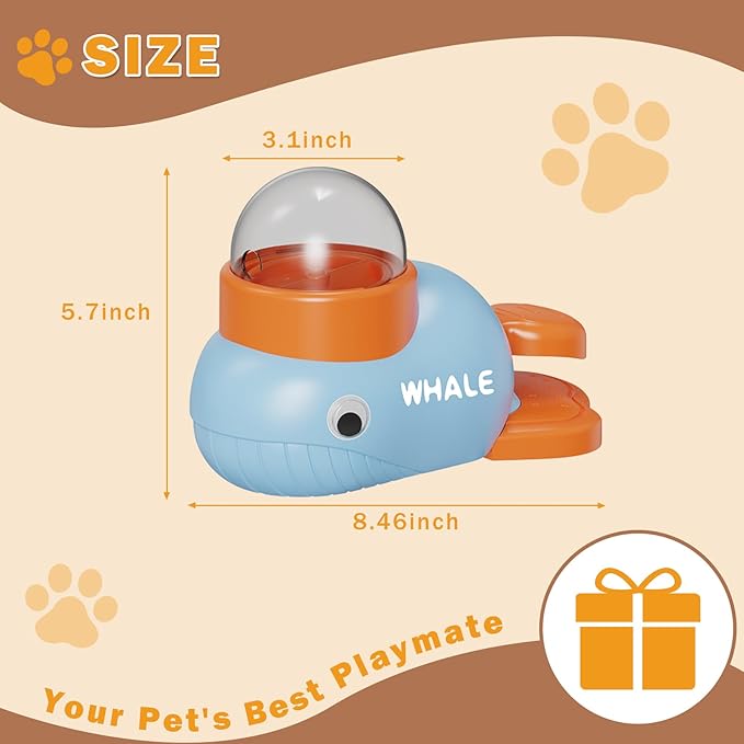 Whale-Shaped Dog Treat Dispenser - Interactive Dog Toys for Mental Stimulation, Slow Feeder Puzzle Toy for Small Medium Dogs & Cats, IQ Training Food Dispenser to Reduce Bloating & Boredom (Blue)