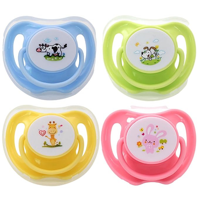 4Pcs Kitten Pacifier, Cute Safe Silicone Puppy Pacifier with Dust Cover, Soothing Companions Dog Chew Toys, Essential Teething Pet Supplies