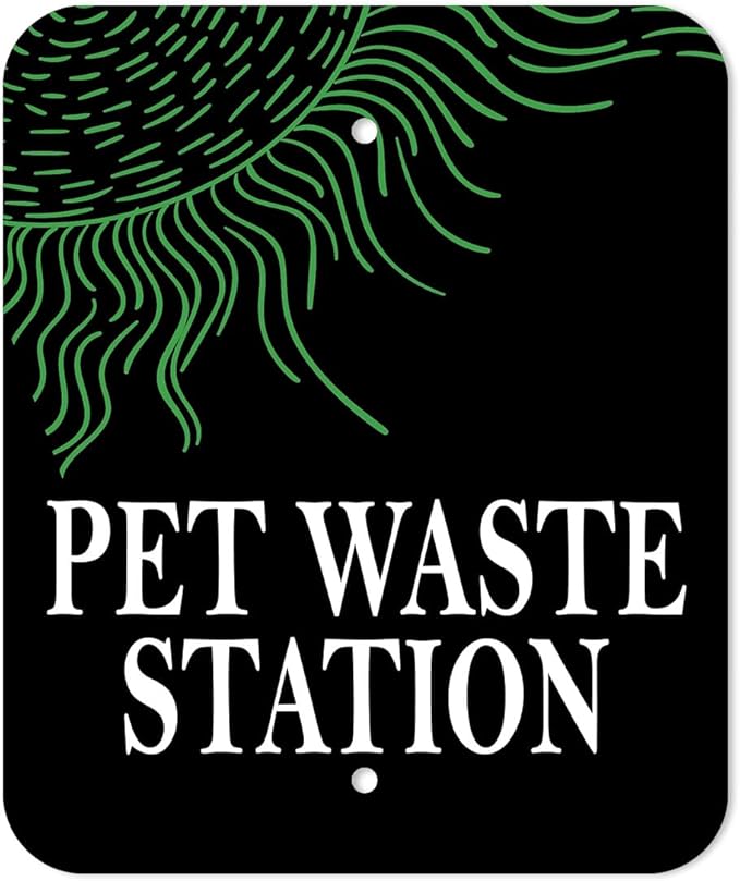 DISPENSE-ART™ collection "Rolling Hills - Black" - Custom UV printed design on rust-proof aluminum 7' dog waste station with 400 dog waste roll bags