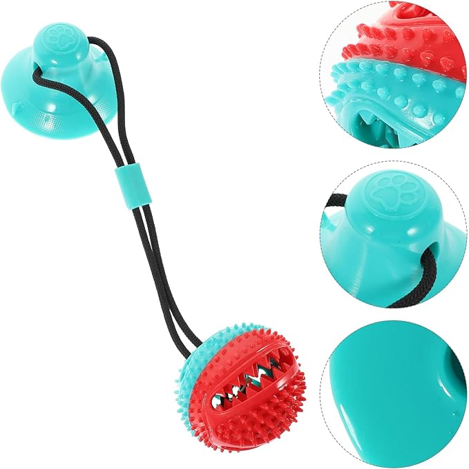 Didiseaon Pet Molar Toy Suction Cup Ball Double Suction Rubber Dog Chew Toy for Puppies Dog Drawstring Ball Playing Cleaning Toy