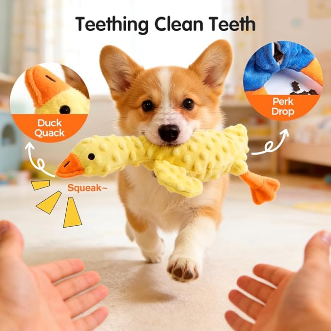 Dog Chew Toys, 2026 New Upgraded Hide and Seek Dog Toys for Aggressive Chewers, Crinkle Duck Squeak Toy for Puppy/Large/Medium/Small Dogs (1, Blue)