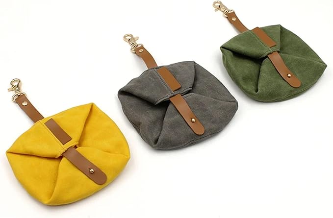Canvas Dog Bowl, Travel Dog Food & Water Bowl, Pet Dish, Waxed Canvas(Gray)