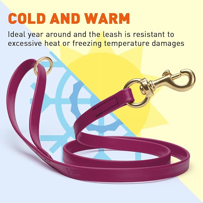 Viper Biothane K9 Working Dog Leash Waterproof Lead for Tracking Training Schutzhund Odor-Proof Long Line with Solid Brass Snap for Puppy Medium and Large Dogs 4ft, Magenta Pink