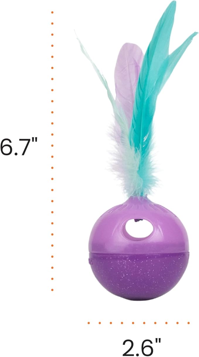 Catstages Feather Treat Stuffer Cat Toy – Interactive Cat Toy with Catnip for Treat Dispensing & Mental Stimulation, Purple