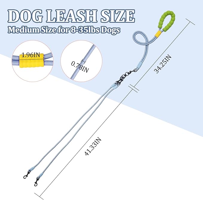 Double Dog Leash No Tangle, Adjustable Split Leads Dual Pet Walking Leash with Comfortable Padded Handle for Four Dogs, Hands - Free Dual Leashes for Small/Medium Pets (Red, Four Leashes)